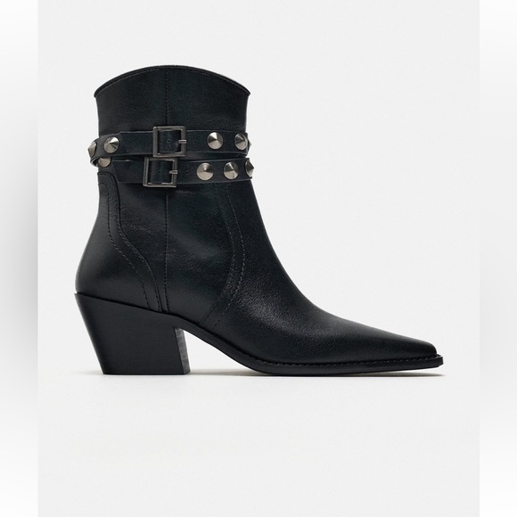 Zara Shoes - NWT Zara LEATHER STRAP COWBOY ANKLE BOOTS